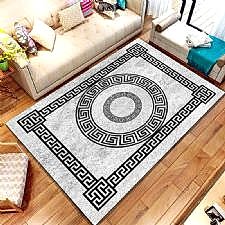 Çerçeveli Mühür Desenli Dijital Baskılı Halı