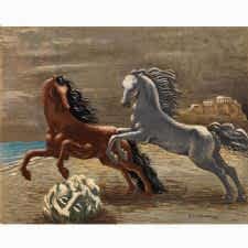 Chirico Giorgio - Cavalli in riva al mare Tablosu