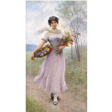 Eugene De Blaas - Flower Girl Tablosu