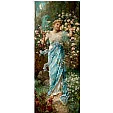 Hans Zatzka - Moon and Girl Tablosu