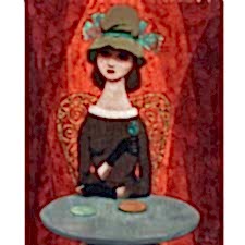 Pelle Aberg - Woman at the Cafe Tablosu