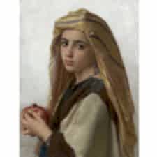 William Adolphe Bouguereau - Girl With Pomegranate Tablosu