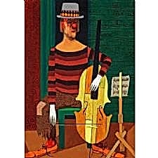 Pelle Aberg - Cellospelande Clown Tablosu