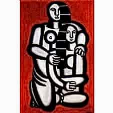 1647 Fernand Leger - Kırmızı 3 Kadın Tablosu