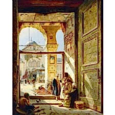 Gustav Bauernfeind - Büyük Emevi Camii Kapısı Tablosu