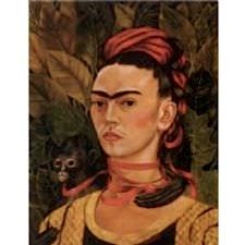 Frida Kahlo - Self Portrait with Monkey Tablosu