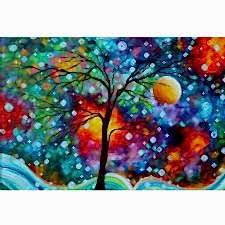 Soyut Renkli Ağaç Tablosu
