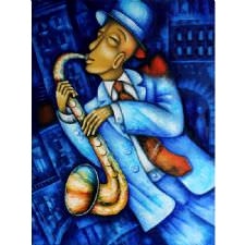 Mavi Temalı Jazz Sanatçısı Tablosu