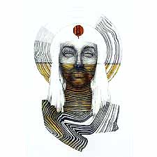 Sanatsal Çizgili Kadın Tablosu