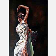 Flamenco Beyaz Kıyafetli Kadın Tablosu