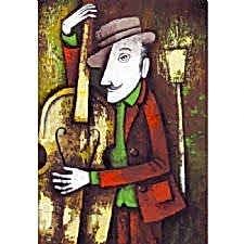 Sokakta Çello Müzisyen Tablosu