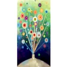 Soyut Çiçekler ve Vazo Tablosu