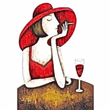 Cigarette Kırmızılı Kadın Tablosu