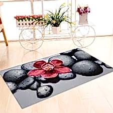 Taş ve Çiçek Banyo Halısı