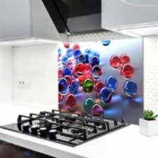 Renkli Cam Bilyeler Ocak Arkası Koruyucu