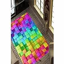 Renkli Kareler Dijital Baskılı Halı