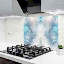 Aqua Mavi Geçişler Ocak Arkası Koruyucu