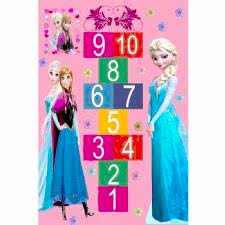 Elsa Seksek Oyun Desenli Dijital Baskılı Halı