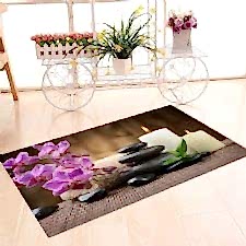 Siyah Taşlar ve Mum Banyo Halısı