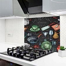 Mutfak Gereçleri Silüet Ocak Arkası Koruyucu
