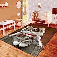 Kedi Desenli Dijital Baskılı Halı