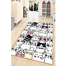 Sevimli Kedi Çizimleri Dijital Baskılı Halı