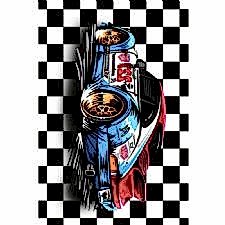 Başlangıç Bayrak Efektli Spor Araba Dijital Baskılı Halı