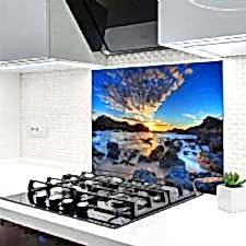 Deniz Kayalar Günbatımı Ocak Arkası Koruyucu