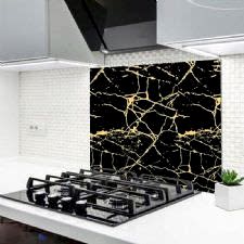 Siyah Sarı Çatlaklar Görümlü Ocak Arkası Koruyucu