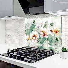 Şahane Çiçekler Ocak Arkası Koruyucu