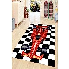 Formula Bir Araba Desenli Dijital Baskılı Halı