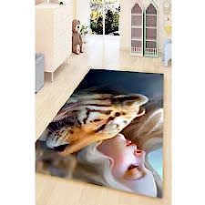 Prenses Ve Kaplan Dostluğu Dijital Baskılı Halı