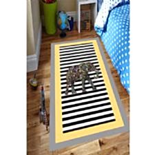 Çiçekli Fil Desenli Dijital Baskılı Halı