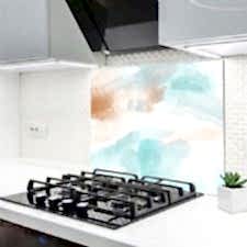 Sulu Boya Görünümlü Ocak Arkası Koruyucu