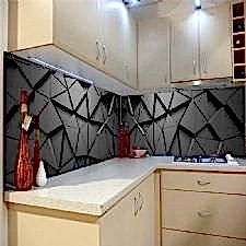 3 D Üçgen Karolar Tezgah Arası Cam Panel