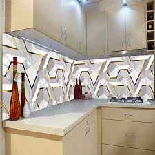 Geomaetrik Altın Çizgiler Tezgah Arası Cam Panel