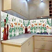 Narin Çiçekler Temalı Tezgah Arası Cam Panel