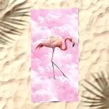 Pembe Bulutlar Flamingo Dijital Baskılı Plaj Havlusu