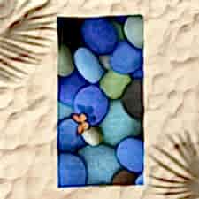 Kelebek ve Çakıl Taşları Dijital Baskılı Plaj Havlusu