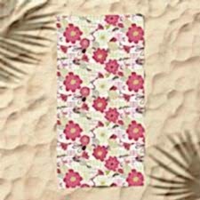 Pembe Çiçekler Dijital Baskılı Plaj Havlusu