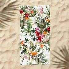 Tropikal Çiçekler Dijital Baskılı Plaj Havlusu