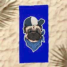 Şapkalı Köpek Dijital Baskılı Plaj Havlusu