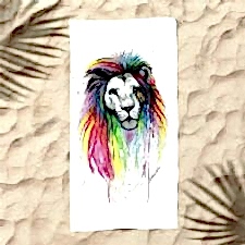 Çizgisel Aslan Dijital Baskılı Plaj Havlusu