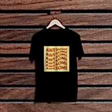 Awesome Siyah Renkli Baskılı T-Shirt