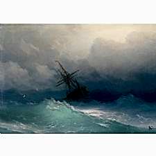 Ivan Ayvazovski - Fırtınalı Denizde Gemi Tablosu